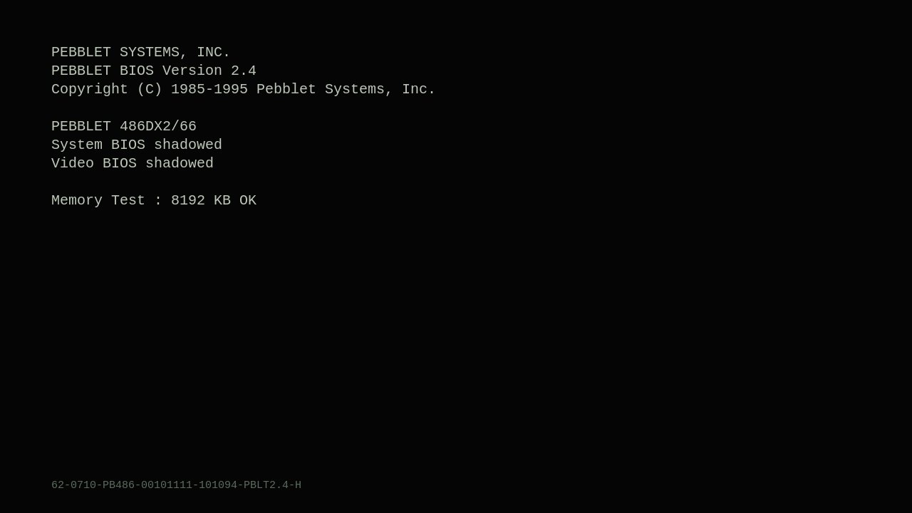 The customer's computer running its power-on self test.